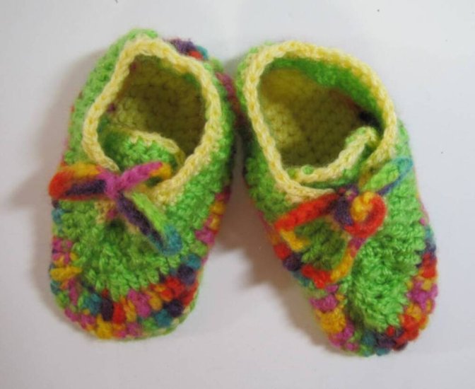 KSS Colorful Crocheted Booties (18-24 Months) - Click Image to Close