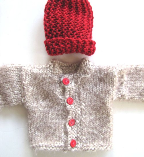 KSS Beige Soft Mohair Cardigan with a Hat (3 Months) - Click Image to Close