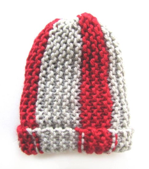KSS Red/Grey Ribbed Beanie 13" (3 Months)
