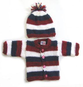 KSS Red, White & Blue Sweater/Cardigan with a Hat (Newborn) SW-646
