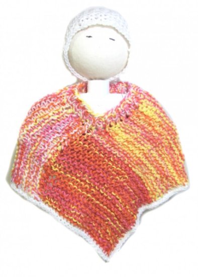 KSS Multicolored Fire Baby Poncho and Hat (6 Months)