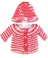 KSS Pink/Red Striped Sweater/Cardigan with a Hat (6 Months) SW-821