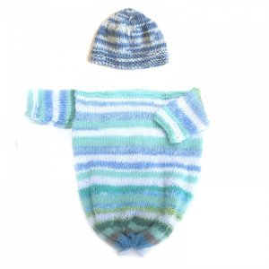 KSS Knitted Striped Baby bag in blue colors 0 - 6 Months