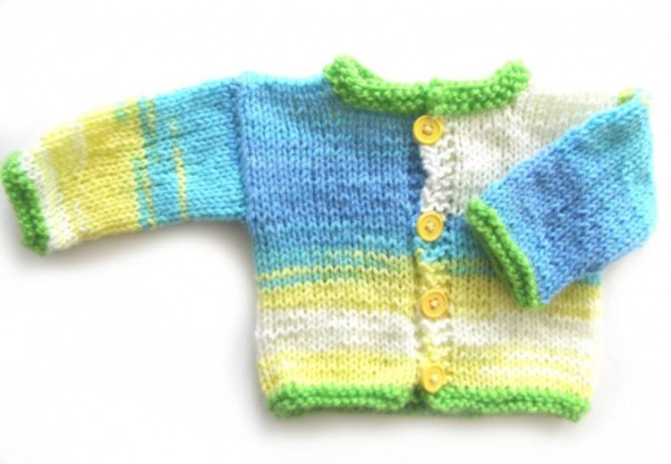 KSS Light Blue/Beige/Green Sweater/Cardigan with Booties 3 Months SW-691 - Click Image to Close