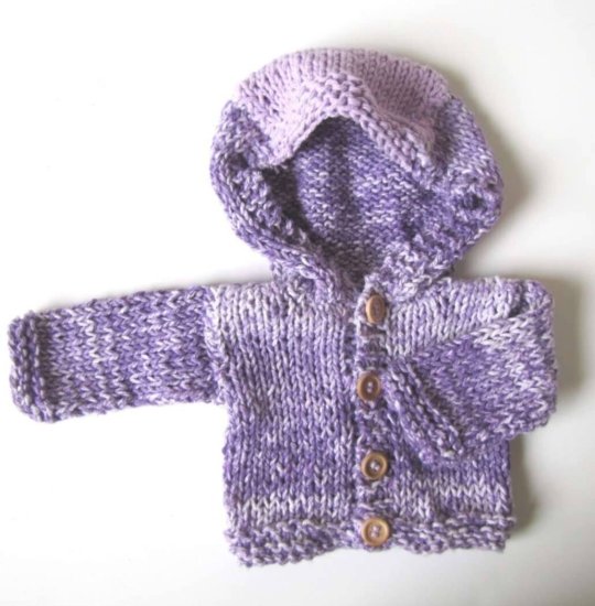 KSS Purple Hooded Cotton Baby Sweater/Jacket 3 Months SW-578 - Click Image to Close