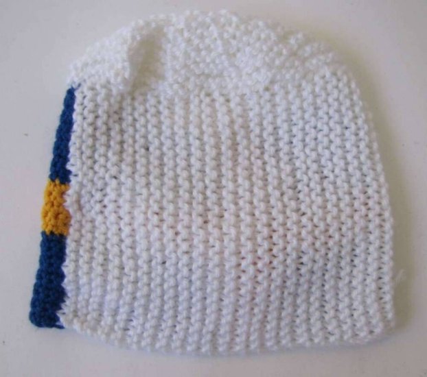 KSS White Beanie with a Swedish Flag 14-16" (6-24 Months) HA-238 - Click Image to Close