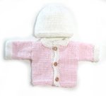 KSS Light Pink Sweater/Cardigan with a Hat Newborn - 3 Months