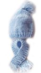 KSS Light Blue Knitted Hat and Scarf Set 10-13" (Newborn)