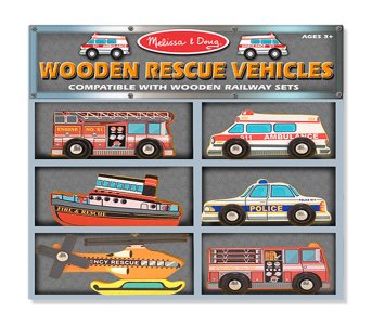 Melissa & Doug Wooden Rescue Vehicles set