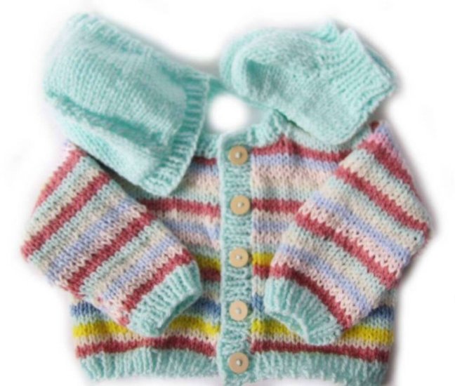KSS Pastel Stripe Sweater and Hat set (12 - 18 Months)