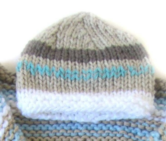 KSS  Striped Beige and Aqua Baby Cocoon with a Hat 0 - 3 Months
