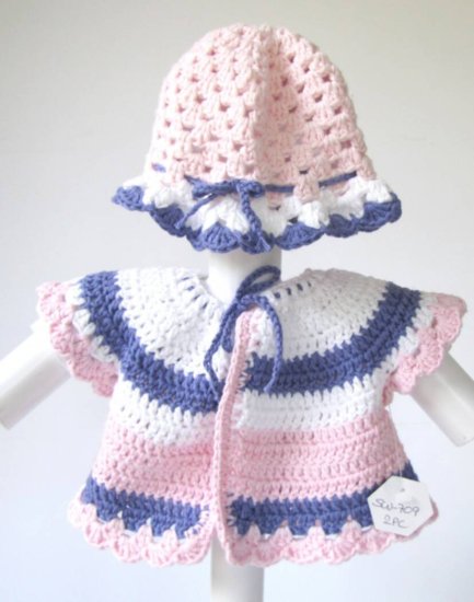 KSS Pink Baby Sweater/Jacket and Hat (3 Months) SW-709 - Click Image to Close