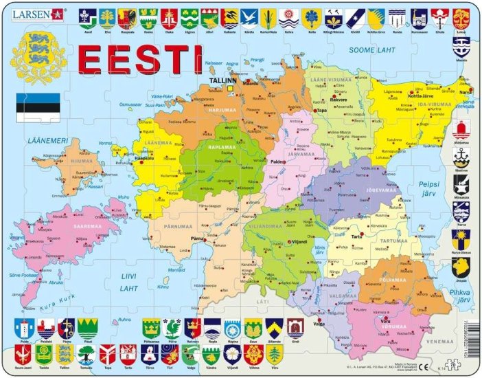 Larsen Map Estonia Political Puzzle 70 pcs 022114 K14