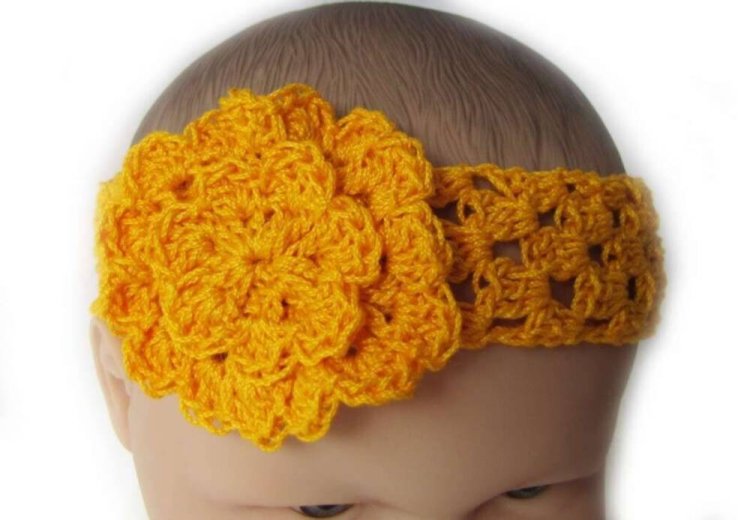 KSS Yellow Crocheted Cotton Headband 15-16"