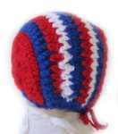 KSS Red, Whita & Blue Colored Bonnet type Cap 15-18" (6-24 Months)
