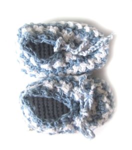 KSS Whitr/Blue Crocheted Booties (6-9 Months)