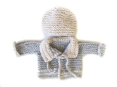 KSS Grey Sweater/Cardigan with a Hat Newborn