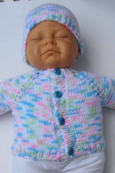 KSS Soft Pastel Cardigan and Cap Newborn - 3 Months - Click Image to Close