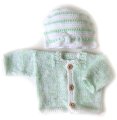 KSS Lime Sweater/Cardigan with a Hat (3 Months)