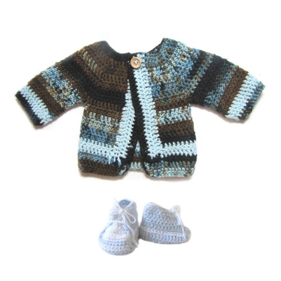 KSS Blue Striped Soft Sweater/Cardigan (3 Months) - Click Image to Close