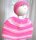 KSS Pink/White Baby Poncho and Hat (6 Months) PO-011