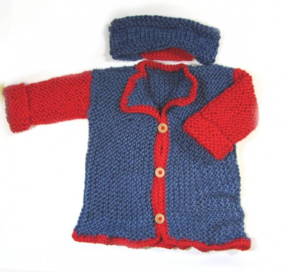 KSS Blue/Red Sideways Sweater/Jacket Size 2 Years SW-781 - Click Image to Close