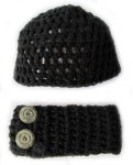 KSS Black Hat and Scarf Set 15 - 16" (12 - 24 Months)