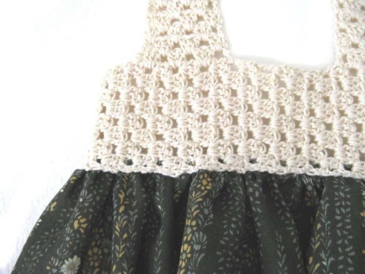 KSS Green with Natural Crocheted Top Dress (12 Months) - Click Image to Close