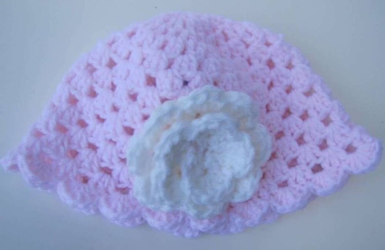 KSS Pink Crocheted Sunhat 16-17"/12-24 Months HA-202 - Click Image to Close