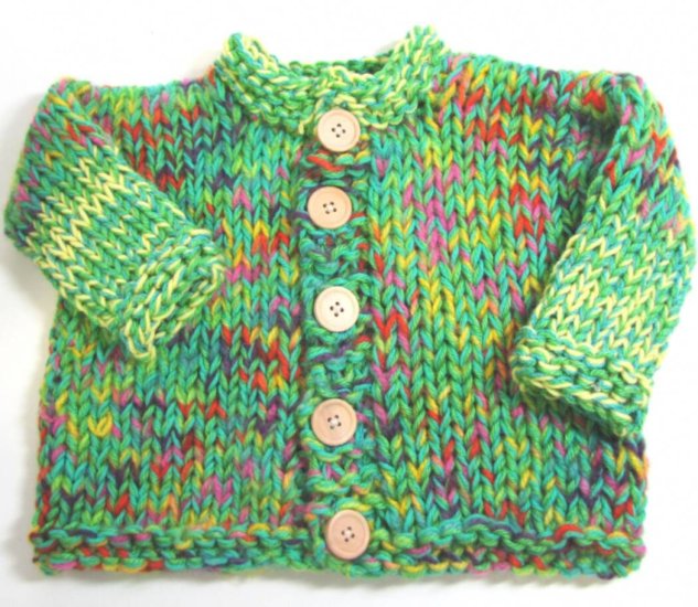KSS Heavy Green Colorful Sweater/Cardigan & Hat (3 Years) - Click Image to Close