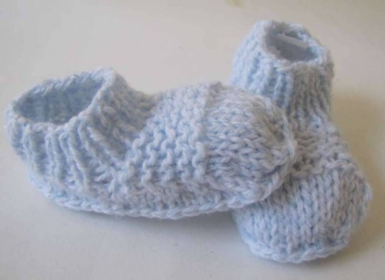 KSS Light Blue High Top Acrylic Knitted Booties (6 - 12 Months) - Click Image to Close