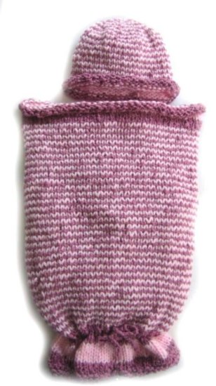 KSS Rose/Pink Fishtail Baby Cocoon and Hat 3 Months - Click Image to Close