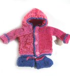 KSS Dark Pink Hooded Baby Sweater & Booties (3 Months) SW-668