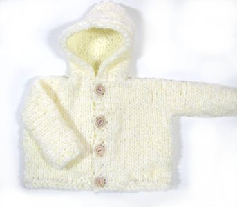 KSS White Fluffy Hooded Baby Sweater/Cardigan 12 Months SW-912