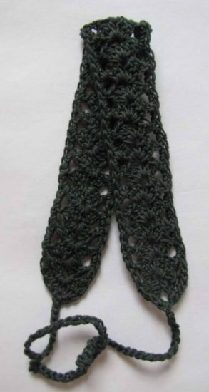 KSS Green Crocheted Cotton Headband 13 - 17" - Click Image to Close
