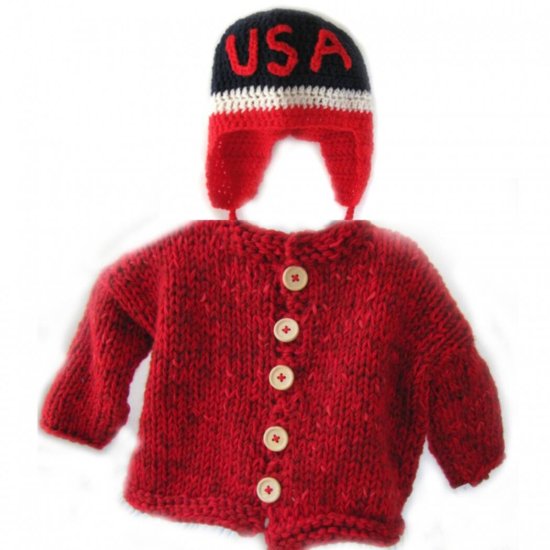 KSSHeavy Bright Red Baby Sweater/Jacket (18 Months) - Click Image to Close
