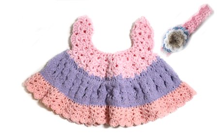 KSS Crocheted/Knitted Pink/Lavender Baby Dress 9 Months DR-191-HB-229