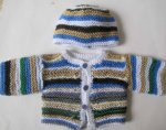 KSS striped Sweater/Cardigan with a Hat (3 - 6 Months)