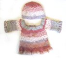 KSS Crocheted Dark red/Grey Cotton Dress & Hat 12 Months