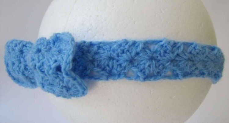 KSS Blue Crocheted Headband 17 - 19" (2 & up) - Click Image to Close