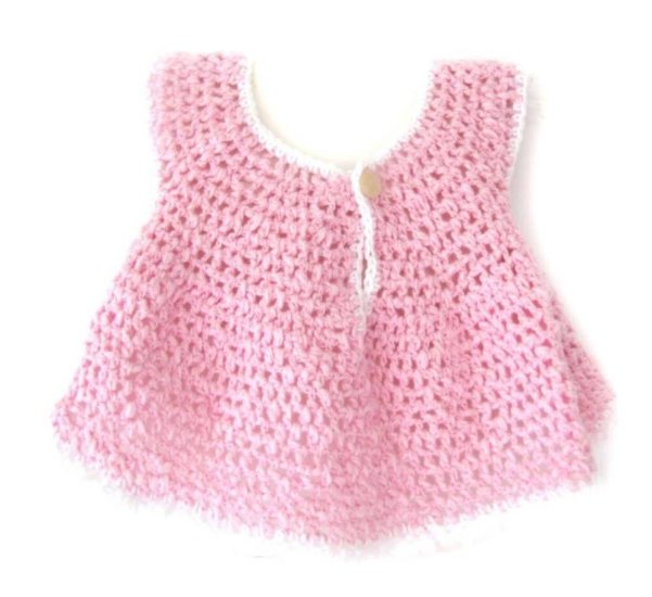 KSS Crocheted Pink Cotton Baby Dress and Hat 3 Months - Click Image to Close