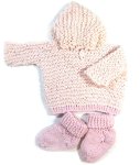 KSS Pink Cotton Baby Sweater with a Hood & Booties (6 Months) SW-155