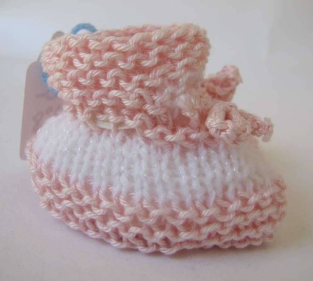 KSS Pink/White knitted Booties (0-3 Months)