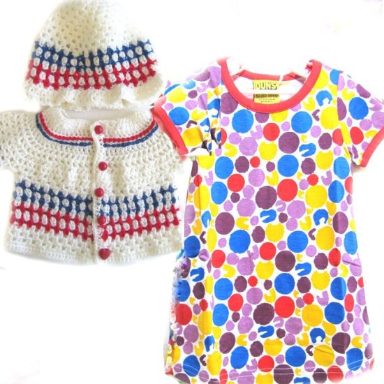 KSS Red, White & Blue Baby Sweater/Jacket and Hat (9 Months) SW-555 - Click Image to Close