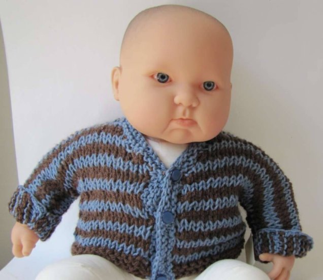 KSS Brown/Blue Baby Sweater/Jacket (6-9 Months) - Click Image to Close