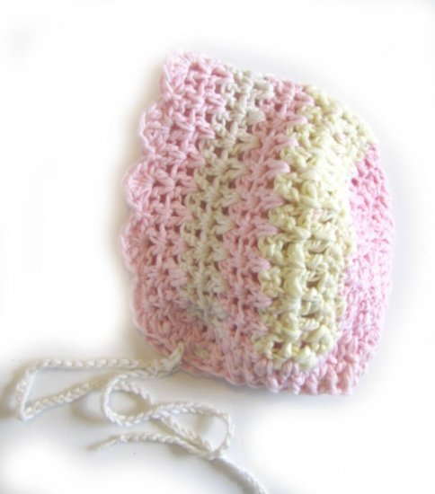 KSS Pink/Yellow Cotton Bonnet Type Baby Hat 13 - 15" (3 Months)