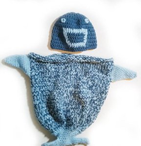 KSS Shark Fishtail Baby Cocoon and Hat 0-3 Months BB-133