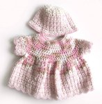 KSS Crocheted Pink/White Cotton Baby Dress and Hat 6-9 Months