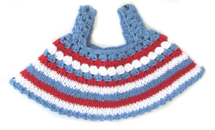 KSS Baby Crocheted Blue Cotton Dress and Hat 6-9 Months HA-048