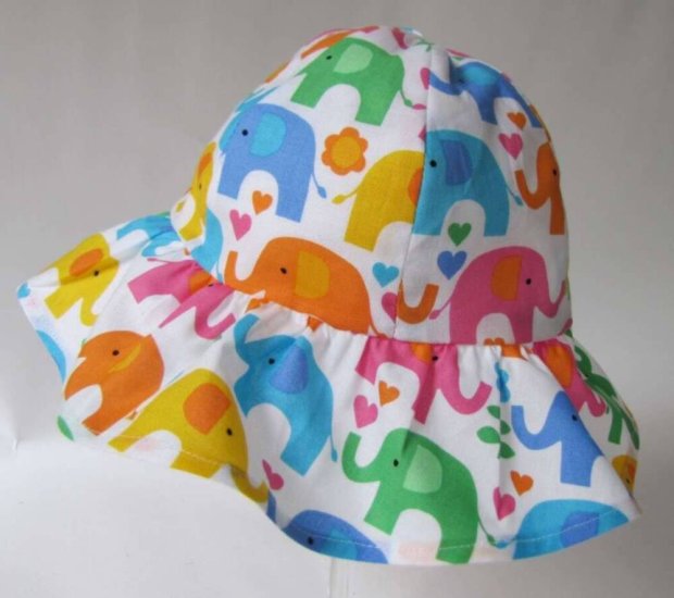 KSS Cotton Sunhat with Small Elephants Size 12 Months - Click Image to Close